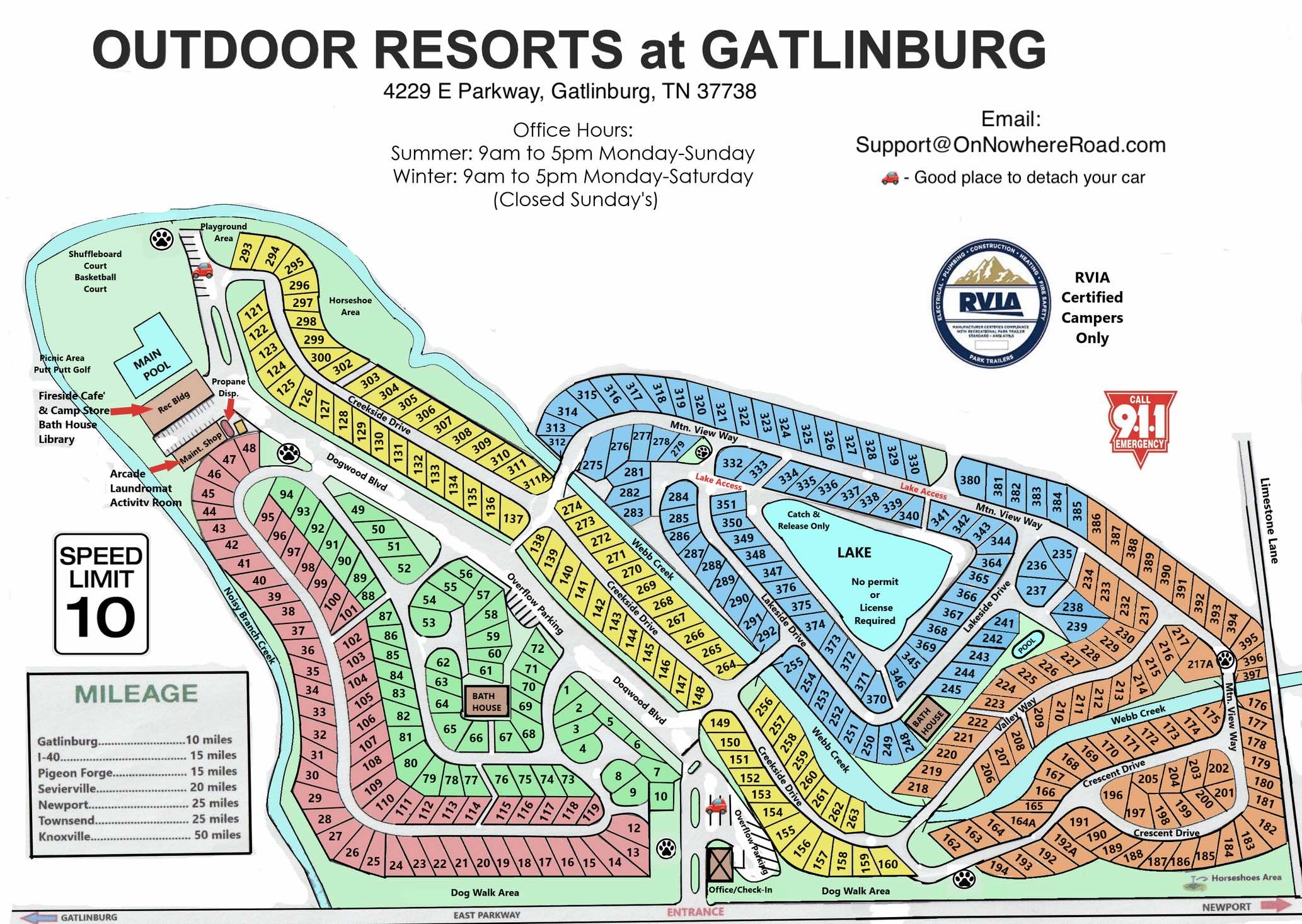 Outdoor Resorts Gatlinburg resort map