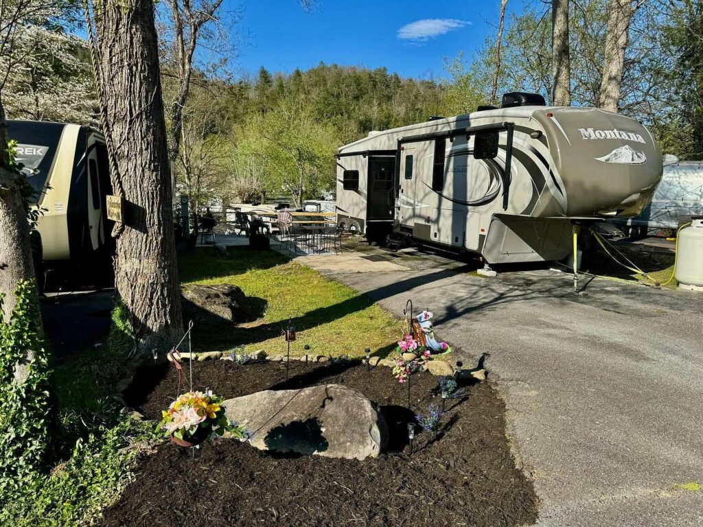 Creekside site with large RV pad