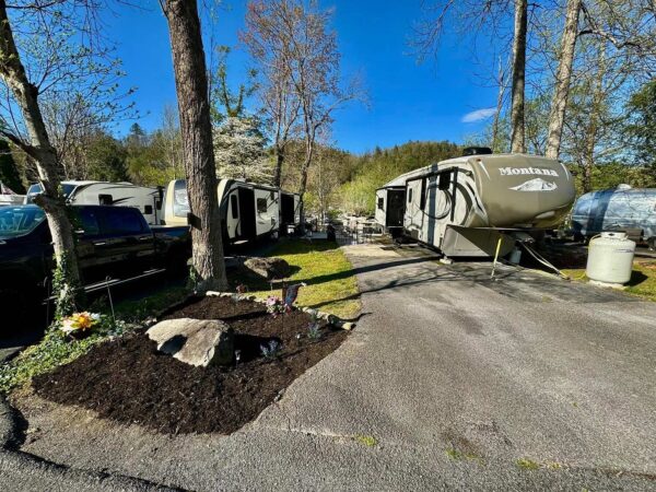 Creekside site with large RV pad