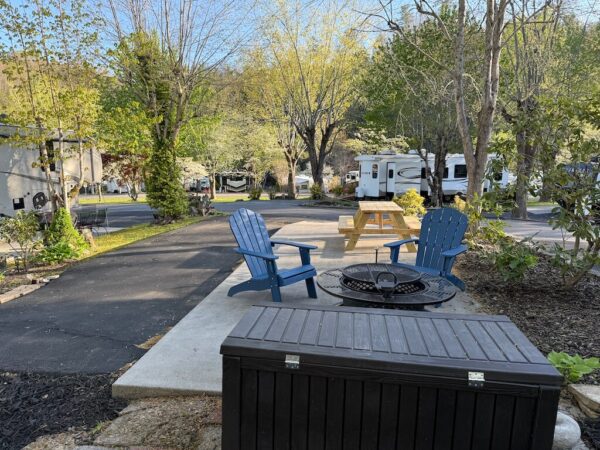 Overview from back of Mountain Vibes site without camper Outdoor Resorts at Gatlinburg